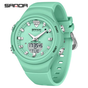 Sanda | Đồng Hồ Thạch Anh Kỹ Thuật Số SANDA 6371 Dành Cho Nam Màn Hình Kép Đồng Hồ Báo Thức Thể Thao Chống Sốc Phát Sáng Có Đèn LED Đồng Hồ Bấm Giờ Điện Tử Thời Trang