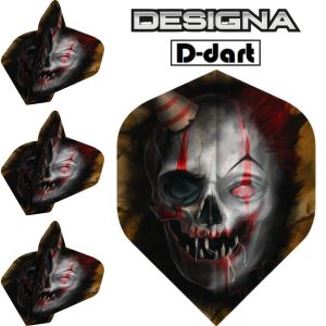 Designa Dart Flights - Standard Extra Strong Horror Show Killer Clown Dart Flights 3pcs/pack (SAYAP ARROW)