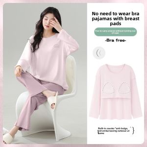 Miiow | Pure Cotton Sleepwear Set with Built-in Padded Bra for Women