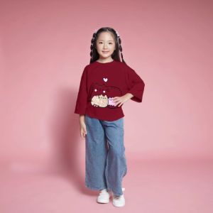 Little Pineapple Setelan Viral Loose Blouse Jeans Meg Emma Anak 4-9Y