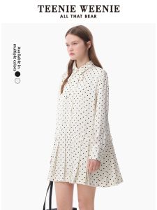 TEENIE WEENIE | Vintage Elegant Turn-down Collar College-style Polka Dot Women Dress