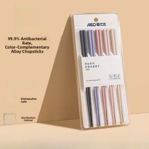 Aisida Alloy Chopsticks High End Antibacterial Anti Mold Heat Resistant for Home Use Individual Chopstick for Sharing