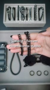 Gelang Titanium Hitam Rantai Premium Pria Cowo GGTTH