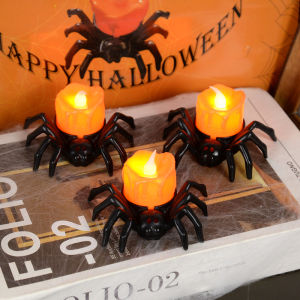Halloween Decorations LED Candle Light Plastic Spider Pumpkin Lamp for Home Bar Haunted House Halloween Party Decor
