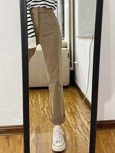 Khaki High Waist Slim Straight Jeans Womens New 2025 Tapered Denim Pants Petite plus Size Flattering Nine-Piece Pants