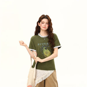 WILDAZI | Fruit Print Lace Trim Spicy Girl Short Style T-Shirt