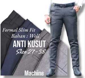 Celana Kantor Pria Slimfit Kain Katun Panjang Abu Muda Hitam Abu Tua Murah Dasar Bahan Semi Woll Anti Kusut Slim Fit Kerja Formal PROMO COD Bayar Di Tempat Size 27-38
