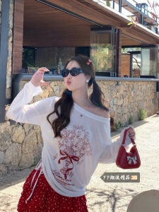 Áo Thun Dài Tay Thời Trang Phong Cách Hàn Quốc Mùa Đông Mới Đa Năng Chống Nắng in Thiết Kế Áo Thun Nữ Cổ Tròn Tay Dài Thường Ngày