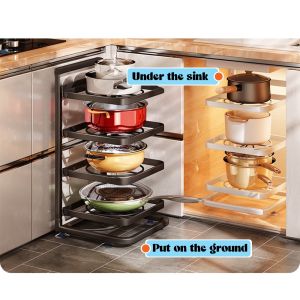 Rak Bawah Sinki Rak Letak Barang Dapur Rak Periuk Bertingkat Pot Rack Adjustable Under Sink Kitchen Dish Rack E28
