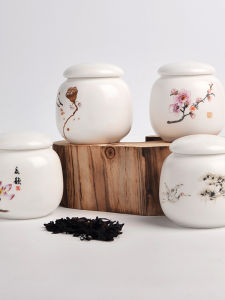 Mini Ceramic Tea Canister Small Size Sealed Storage Box for Green Tea Fragrance Powder Medicine Cream Chinese Style Cylinder