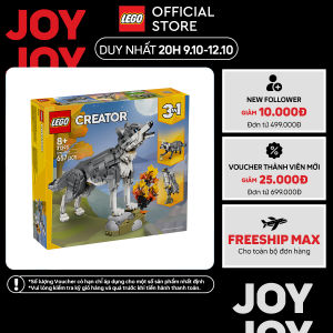 LEGO CREATOR 31393 Đồ Chơi Lắp Ráp Động Vật Rừng Xanh: Sói Xám (657 chi tiết)