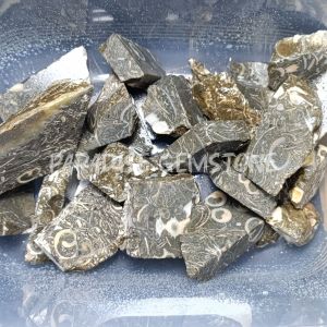 RANDOM Bahan Batu Lempengan Fossil Akik Corak UNIK