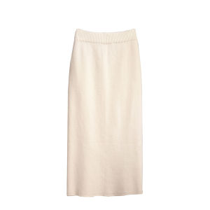 Womens Wool Knitting Skirt Mid-Length Autumn and Winter Gray Bottoming Package Hip Skirt Back Slit Straight-leg One-Step Long Skirt