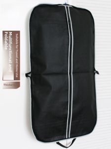 Breathable Non-Woven Clothes Buggy Bag Dustproof Suit Cover Suit Dust Cover Black Foldable Satchel Coat Hanging Bag