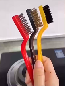 ZH374 3Pcs Mini Wire Brush with Brass Nylon & Stainless Steel Bristles Copper Iron Cleaning Tool Set