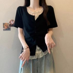 AIYITI | Elegant Lace Illusion Two-piece T-Shirt Plus Size