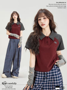 เสื้อยืดคอโปโลแขนสั้นทรงสลิมฟิตสำหรับผู้หญิง ฤดูร้อน เสื้อสั้นเข้ารูป เสื้อผ้าทำงานสไตล์อเมริกัน แฟชั่นลำลอง เสื้อผ้าทำงาน