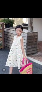 Anak perempuan Princess Korean Style Gaun tanpa lengan Berlapis-titik warna putri rok rompi rok