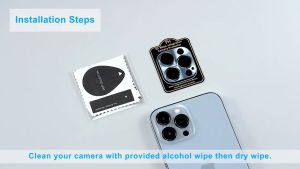 For iPhone 16 15 14 13 12 11 Pro Max Camera Lens Tempered Glass Metal Ring Protector Film