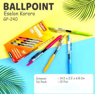 12 pcs / 1 pack bolpoin eselon kororo / bolpoin mirip kokoro / bolpoin gel