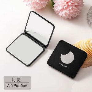 กระจกแต่งหน้าขนาดเล็กสองด้านแบบพกพากระจกเครื่องสําอางแบบพกพาพับได้สําหรับผู้หญิงที่มีการออกแบบสไตล์สแกนดิเนเวีย