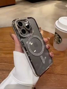 Luxury Plating Glitter Transparent Phone Case for IPhone 16 Pro Max 11 12 13 14 15 Pro Max 16 Plus Clear Soft Tpu Casing Magnetic Cover