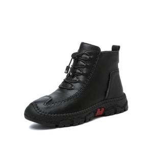 Leather Soft Bottom Flat Bottom Rubber Sole Winter Anti-slip Womens Boots Comfortable Casual Short Martin Boots for Mom