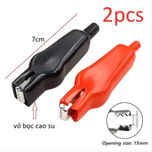 Bộ 2 kẹp 20A (Đỏ + Đen) vỏ bọc bằng cao su kẹp cá sấu Roach điện nhảy