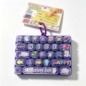 Bandai | Candy Color Fidget Keycap Clicker Keychain Cute 26 Keys Stress Relief Keyboard Toy Bag Pendant Cartoon Fidget Key Ring