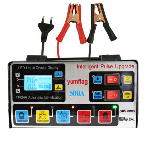 500A Battery High Power Fast Charger 12V/24V Electric Motorcycles Charger LCD Display Smart Charger for Car Motorcycle