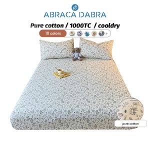 Abraca Dabra1000TC Cotton Super soft Fitted Bedsheet With Rubber height 28cm Super SIngle / Queen / King Size