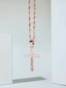 SHISHANGMEIDI | 925 Silver Cross Pendant Necklace Gold Plated