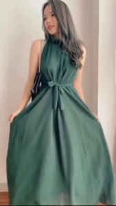 Dress Korean Style - Dress Vintage - Dress Pesta Gaun Elegant - Long Dress Bridesmaid - Gaun Pesta Wanita Dewasa - Dress Pantai - Dress Halter -Dress Helter - Dress Wanita
