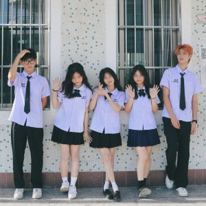 Thai Style College Shirt for Women JK Uniform High School Sports Choir Set Graduation Celebration Polyester Material