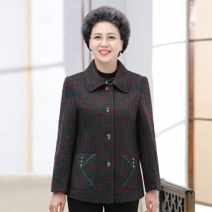 Áo Khoác Kẻ Caro Dày Cho Bà Ngoại Mùa Xuân Thu Đông Cho Phụ Nữ Trung Niên Và Cao Tuổi Áo Khoác Ngoài Thường Ngày Bằng Vải Cotton