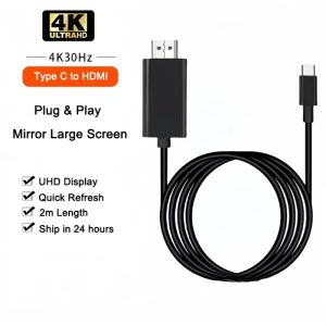 【Local Stock】Aitemay Type-C to HDMI Cable 4K 60Hz USB-C Video Adapter Nylon Braided Cord for Laptop Phone TV Monitor Projector
