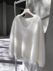 CHOEFULYN | Áo Sweater Cổ V Rộng ấm cho Phụ Nữ