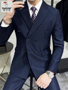 Woodpecker Accessible Luxury Fancy Suit Suit Men K-style Silm Casual Bridegroom Wedding Groomsman Double Breasted Italian Style