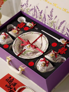 Mewah & Selamat Set Pinggan Mangkuk Warna Bawah Glasur Mudah Dicuci Dapur   dinner wedding microwave gifts Rice Soup Ceramic Porcelain Keramik Bowl Plate Wedding Doorgift Fresh Floral Dinnerware Housewarming Gift High Temperature Underglaze  ceramic