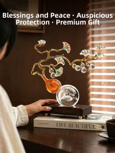 New Chinese Style Crystal Gourd and Ginkgo Leaf Decor Ornament