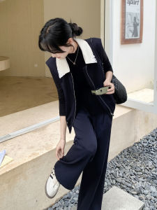 Korean Style Salt System Fashion Set Womens Vest Wide Leg Pants Two Piece Set Aesthetic And Powerful Autumn New Arrival