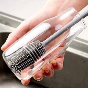 Silicone Cup Brush Cup Scrubber Glass Cleaner Long Handle Drink Wineglass Bottle Glass Cup Brush Kitchen Cleaning Tool