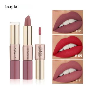 O.TWO.O 2 in 1 Matte ลิปสติก Lip GLOSS เครื่องสําอางกันน้ํา Pintalabios Batom Mate LIPS แต่งหน้า Rouge 12 สี Lip STICK