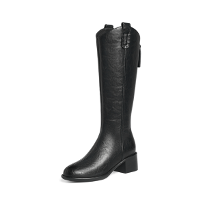 Reddragonfly | Lined Black Knee-High Boots Heel Zipper