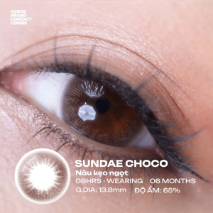 (HOẢ TỐC SG) Kính áp tròng màu Nâu kẹo ngọt Sundae Choco ACROS – Lens dùng 6 tháng đeo 8h/ngày
