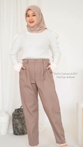 Celana Wanita Kerja Baggy Pants Drill Premium Dengan Saku