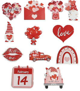 จี้ไม้ประดับวันวาเลนไทน์3.7-8.4ซม. สำหรับงานแต่งงานอุปกรณ์เสริมแบบแขวนแฮนด์เมด (12ชิ้น/แพ็ค) DIY