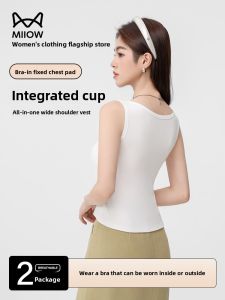 Miiow | Wide Shoulder Sleeveless Tank Top Womens Fashion Slim Fit Base Layer Outerwear Catman Threaded Strap Vest New 2025 Style