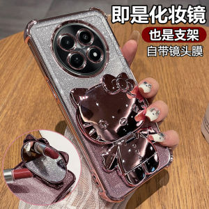 เคสซิลิโคนป้องกัน Realme 12X แบบใส ป้องกันการตกหล่น ป้องกันรอยขีดข่วน พร้อมกระจกและขาตั้ง ดีไซน์การ์ตูนน่ารักสำหรับผู้หญิง