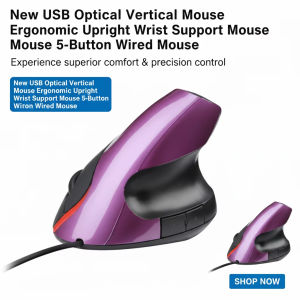 Ergonomic Vertical Wired Mouse USB Upright Optical Handshake Design Computer Mouse Reduces Wrist Pain For PC Mac Computer Office